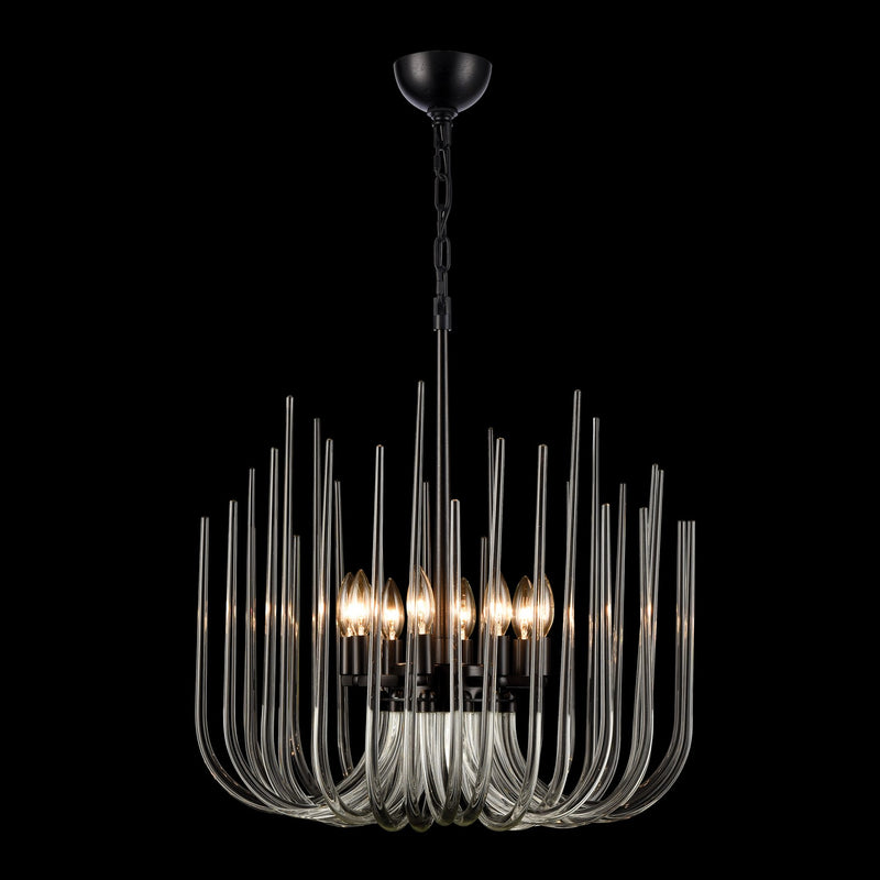 Zeev Lighting CD10031-8-SBB Eight Light Pendant, Satin Brushed Black