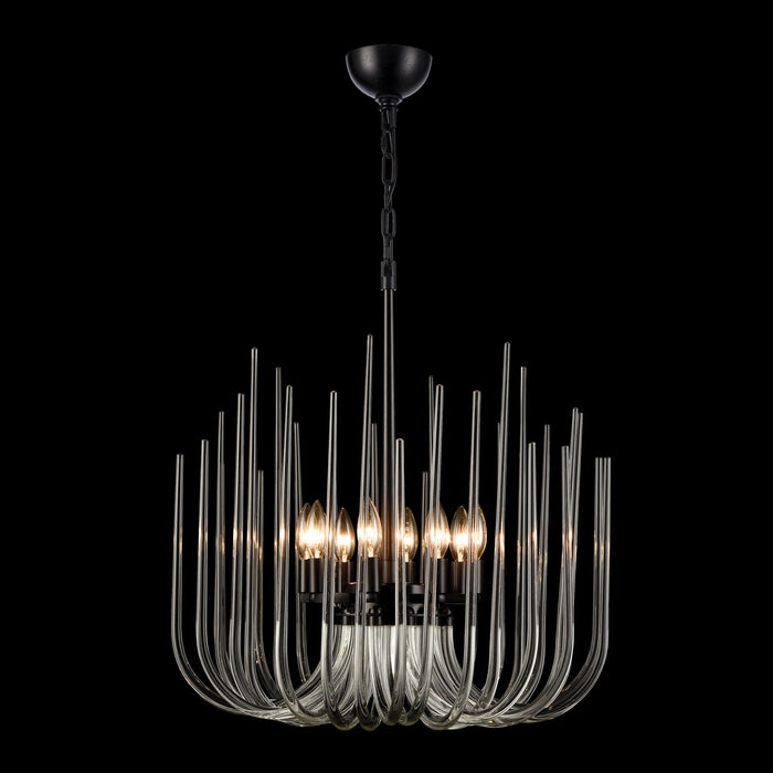 Zeev Lighting CD10031-8-SBB Eight Light Pendant, Satin Brushed Black