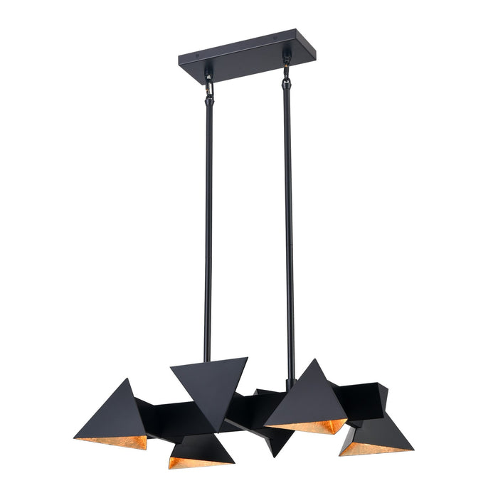 Zeev Lighting CD10033-6-MBK Six Light Linear Pendant, Matte Black