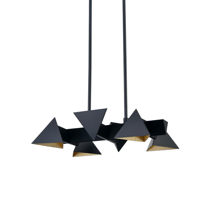 Zeev Lighting CD10033-6-MBK Six Light Linear Pendant, Matte Black