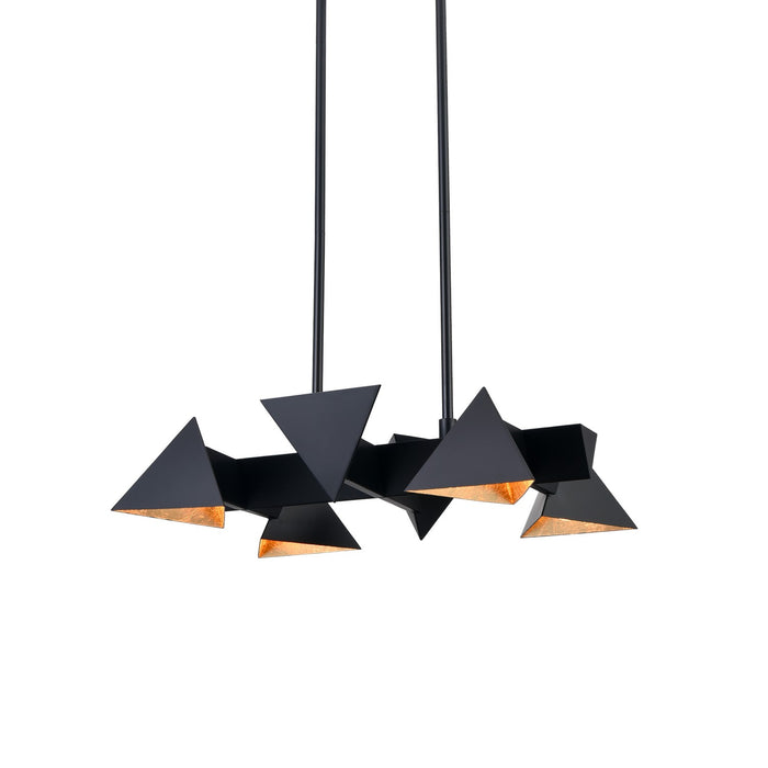 Zeev Lighting CD10033-6-MBK Six Light Linear Pendant, Matte Black