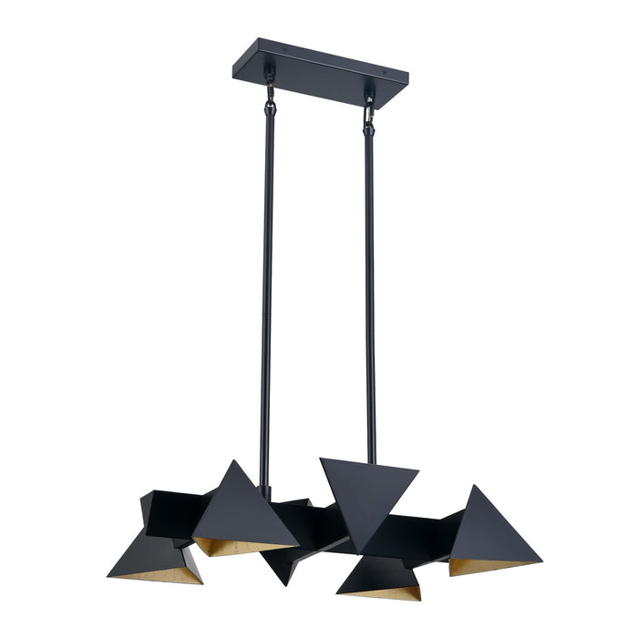 Zeev Lighting CD10033-6-MBK Six Light Linear Pendant, Matte Black