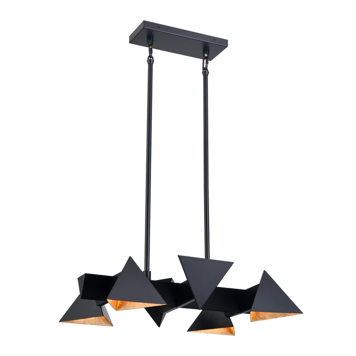 Zeev Lighting CD10033-6-MBK Six Light Linear Pendant, Matte Black