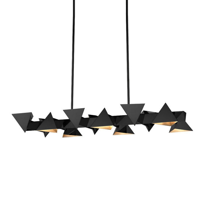 Zeev Lighting CD10034-12-MBK 12 Light Linear Pendant, Matte Black