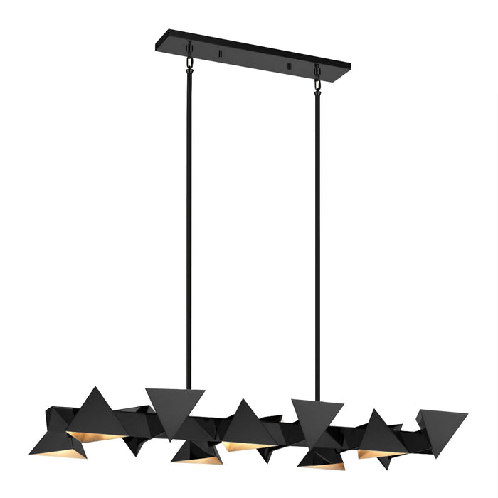 Zeev Lighting CD10034-12-MBK 12 Light Linear Pendant, Matte Black