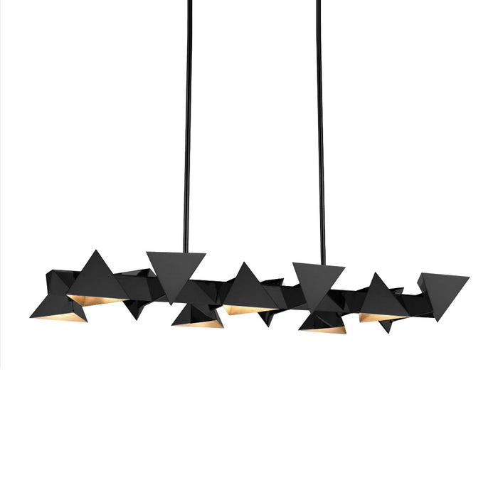 Zeev Lighting CD10034-12-MBK 12 Light Linear Pendant, Matte Black