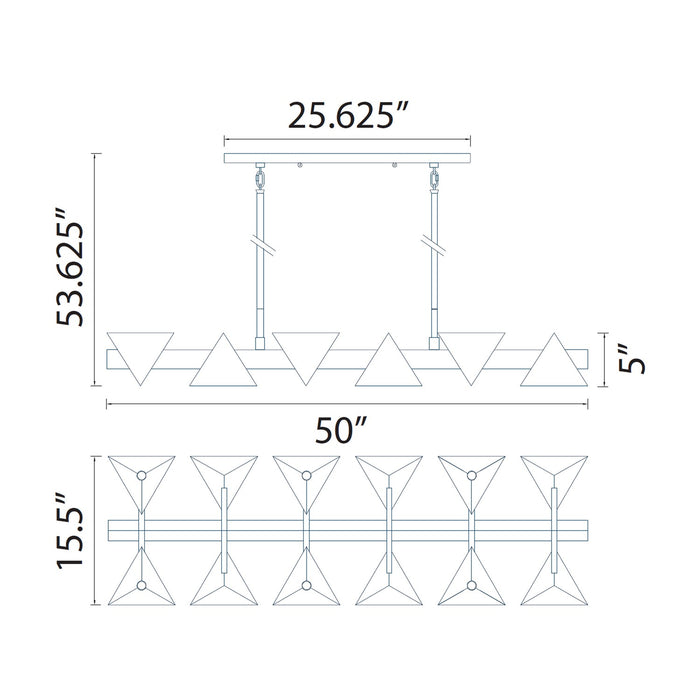 Zeev Lighting CD10034-12-MBK 12 Light Linear Pendant, Matte Black