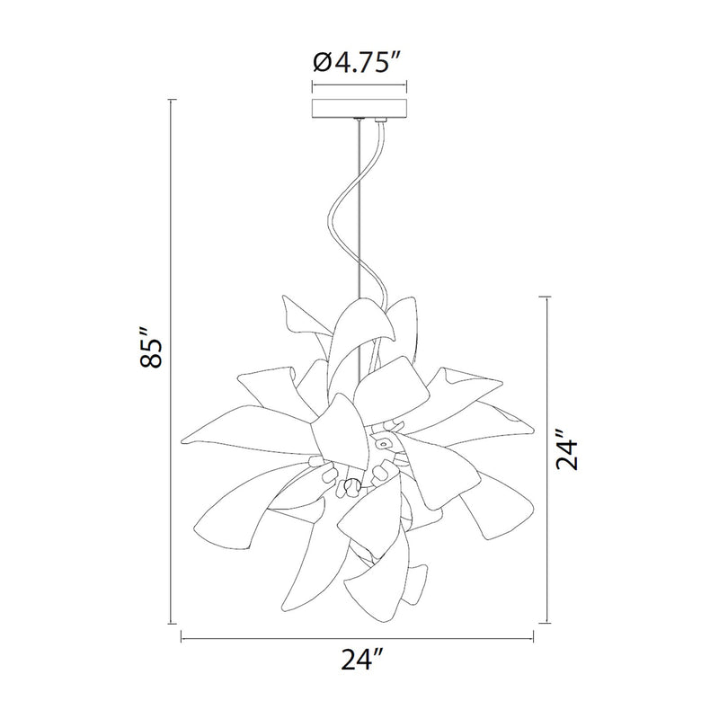 Zeev Lighting CD10035-9-MBK+MW Nine Light Chandelier, Matte Black w/Matte White