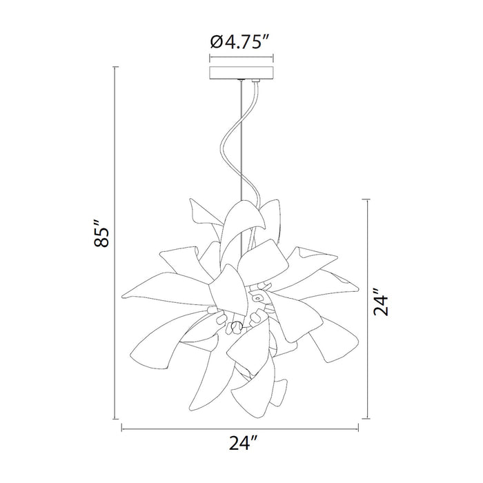 Zeev Lighting CD10035-9-MBK+MW Nine Light Chandelier, Matte Black w/Matte White