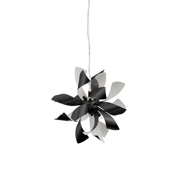 Zeev Lighting P30115-6-MBK+MW Six Light Pendant, Matte Black w/Matte White
