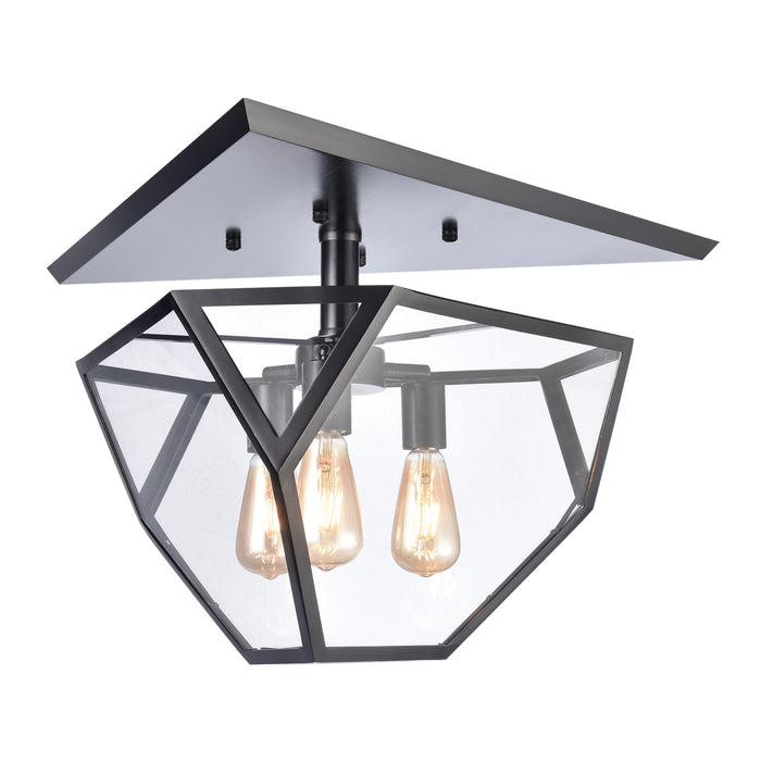 Zeev Lighting SF50011-3-SBB Three Light Semi Flush Mount, Satin Brushed Black