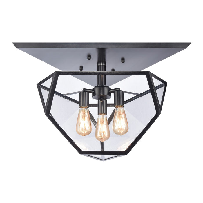 Zeev Lighting SF50011-3-SBB Three Light Semi Flush Mount, Satin Brushed Black