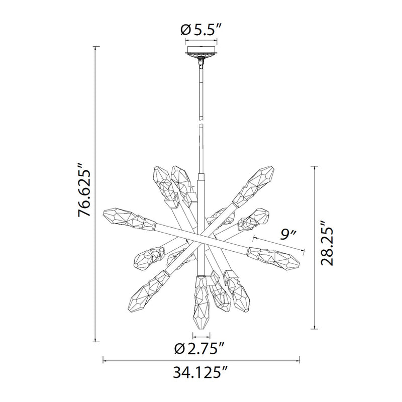 Zeev Lighting CD11418-LED-13-SBB LED Chandelier, Satin Brushed Black