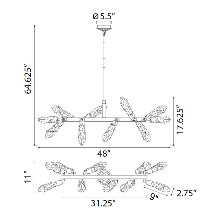 Zeev Lighting PL11413-LED-10-AGB LED Linear Pendant, Aged Brass