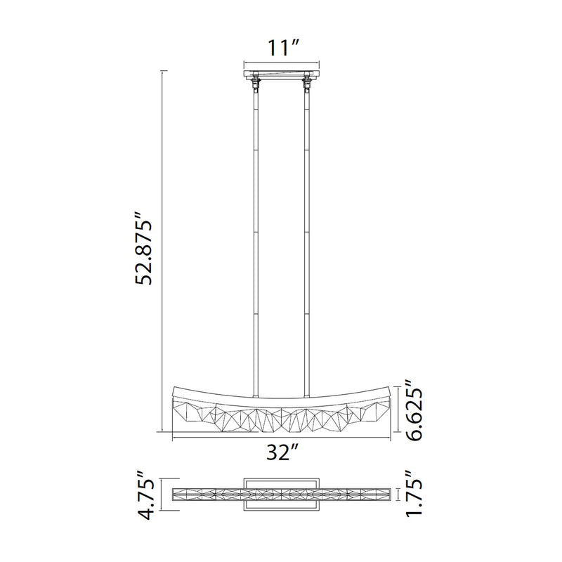 Zeev Lighting PL11612-LED-32-SBB LED Linear Pendant, Satin Brushed Black