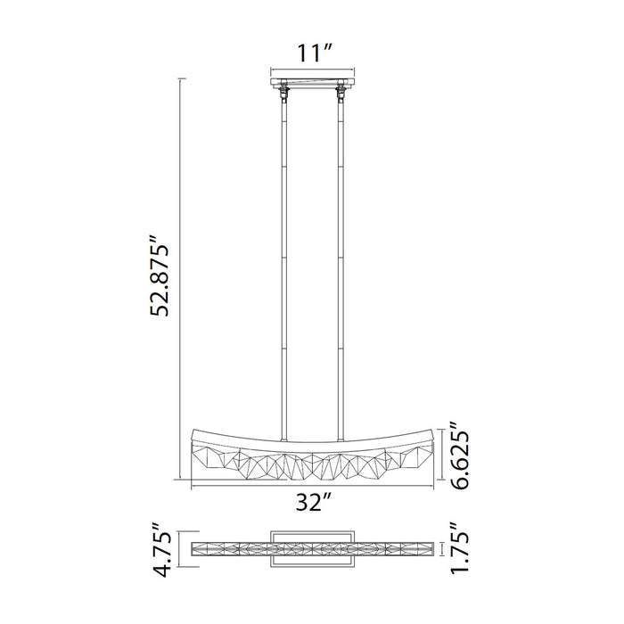 Zeev Lighting PL11612-LED-32-SBB LED Linear Pendant, Satin Brushed Black
