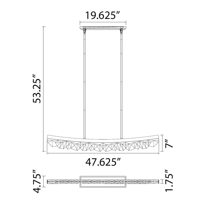 Zeev Lighting PL11613-LED-48-AGB LED Linear Pendant, Aged Brass
