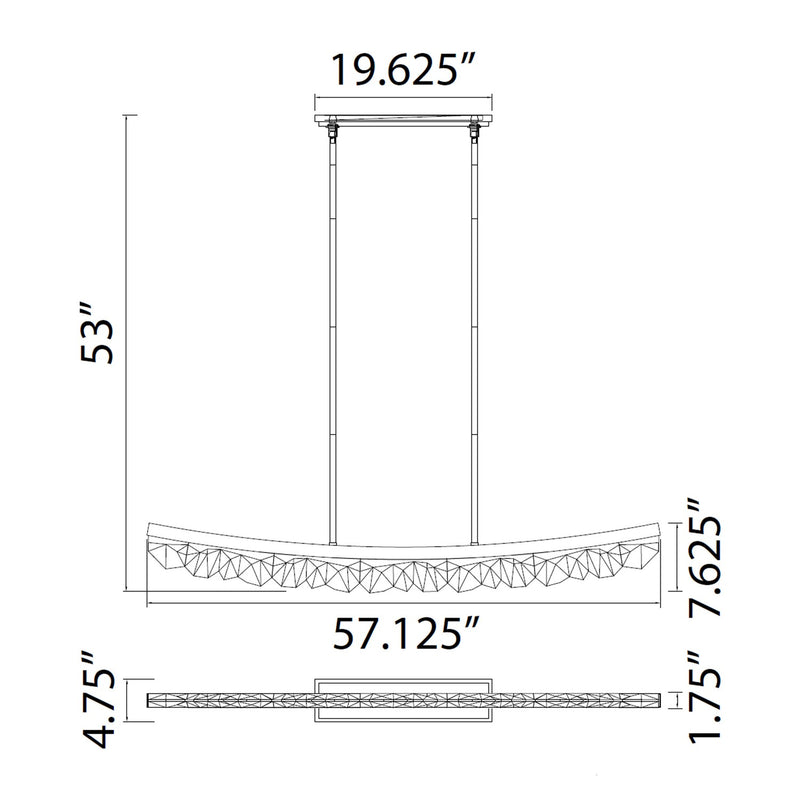 Zeev Lighting PL11619-LED-56-PN LED Linear Pendant, Polished Nickel