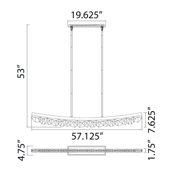 Zeev Lighting PL11620-LED-56-SBB LED Linear Pendant, Satin Brushed Black