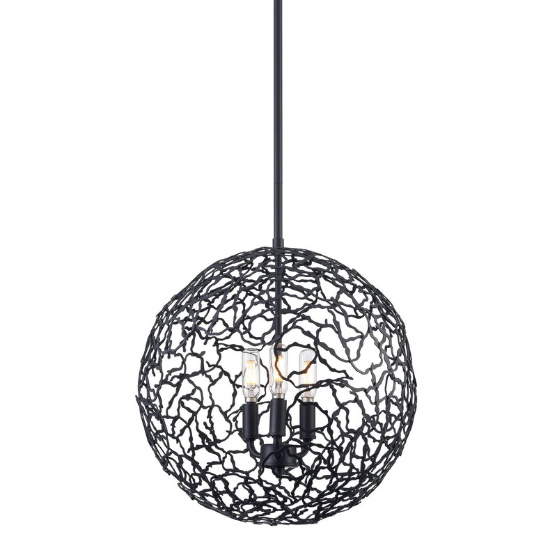Zeev Lighting P30038-3-MBK Three Light Pendant, Matte Black
