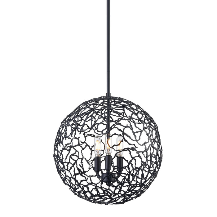 Zeev Lighting P30038-3-MBK Three Light Pendant, Matte Black