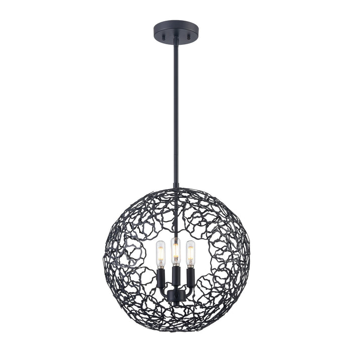 Zeev Lighting P30038-3-MBK Three Light Pendant, Matte Black