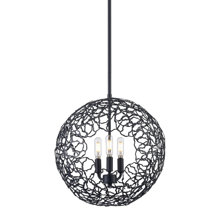 Zeev Lighting P30038-3-MBK Three Light Pendant, Matte Black
