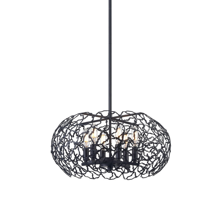 Zeev Lighting P30039-6-MBK Six Light Pendant, Matte Black