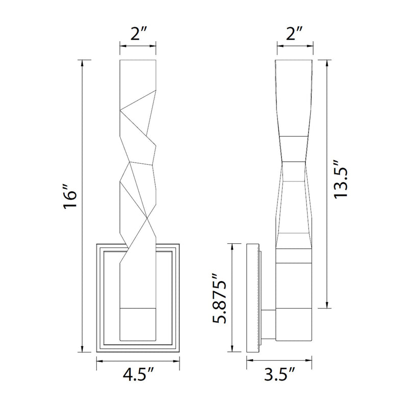 Zeev Lighting WS11309-LED-1-2x2-AGB LED Wall Sconce, Aged Brass
