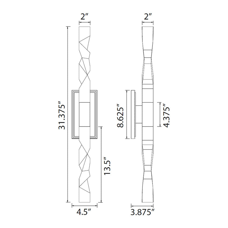 Zeev Lighting WS11317-LED-2-2x2-AGB LED Wall Sconce, Aged Brass