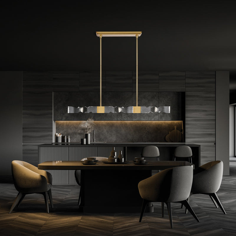 Zeev Lighting PL11345-LED-49-2x2-AGB LED Linear Pendant, Aged Brass