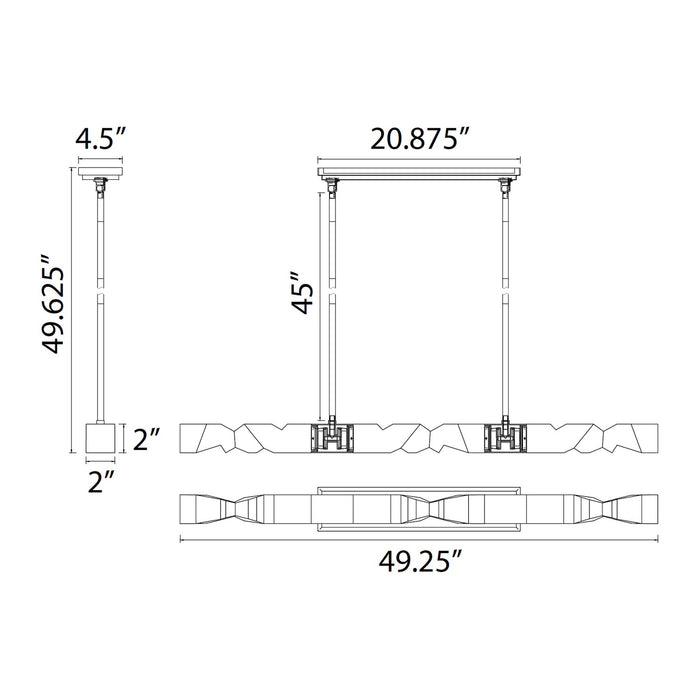 Zeev Lighting PL11347-LED-49-2x2-PN LED Linear Pendant, Polished Nickel