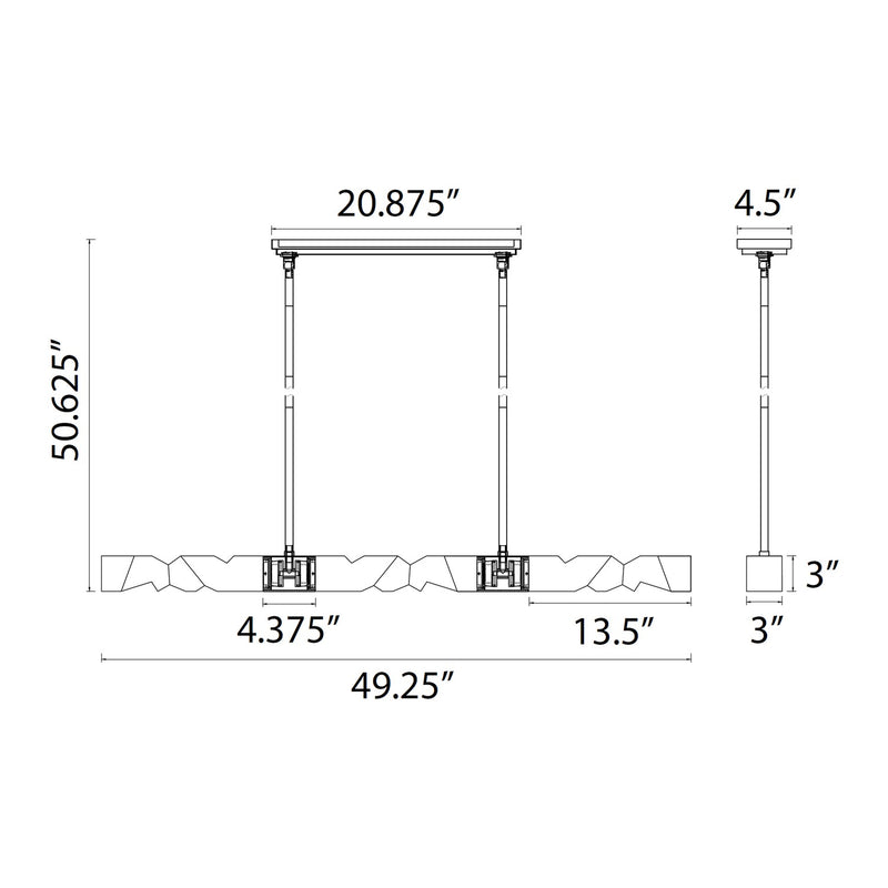 Zeev Lighting PL11338-LED-49-3x3-MW LED Linear Pendant, Matte White