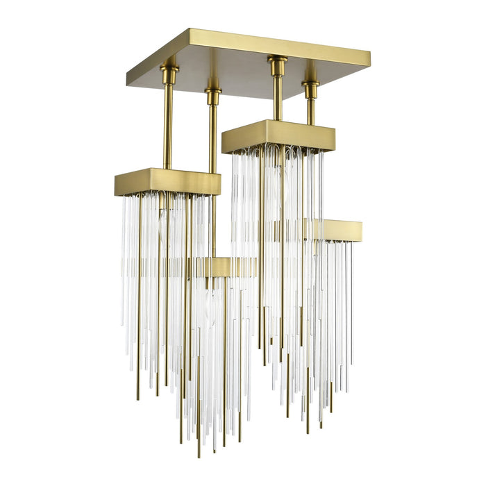 Zeev Lighting SF50012-4-AGB Four Light Pendant, Aged Brass