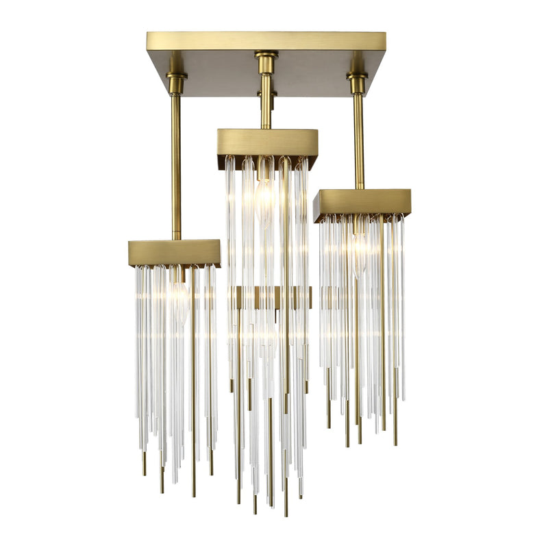 Zeev Lighting SF50012-4-AGB Four Light Pendant, Aged Brass