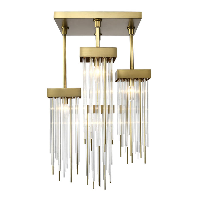 Zeev Lighting SF50012-4-AGB Four Light Pendant, Aged Brass