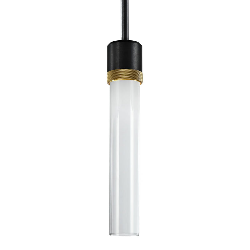 Zeev Lighting P11704-LED-SBB-K-AGB-G1 LED Pendant, Satin Brushed Black