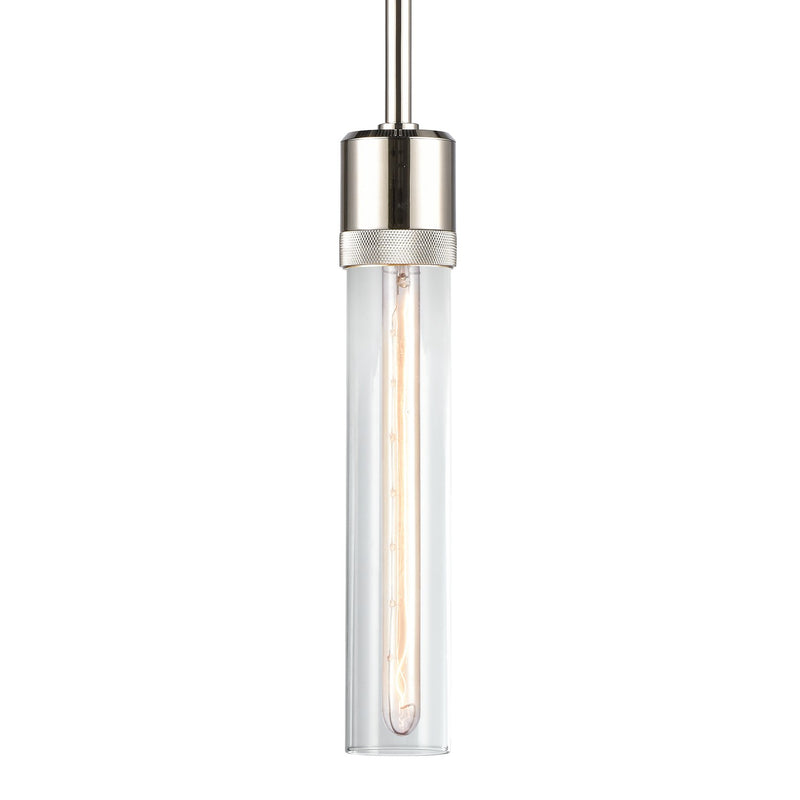 Zeev Lighting P11707-E26-PN-G1 One Light Pendant, Polished Nickel