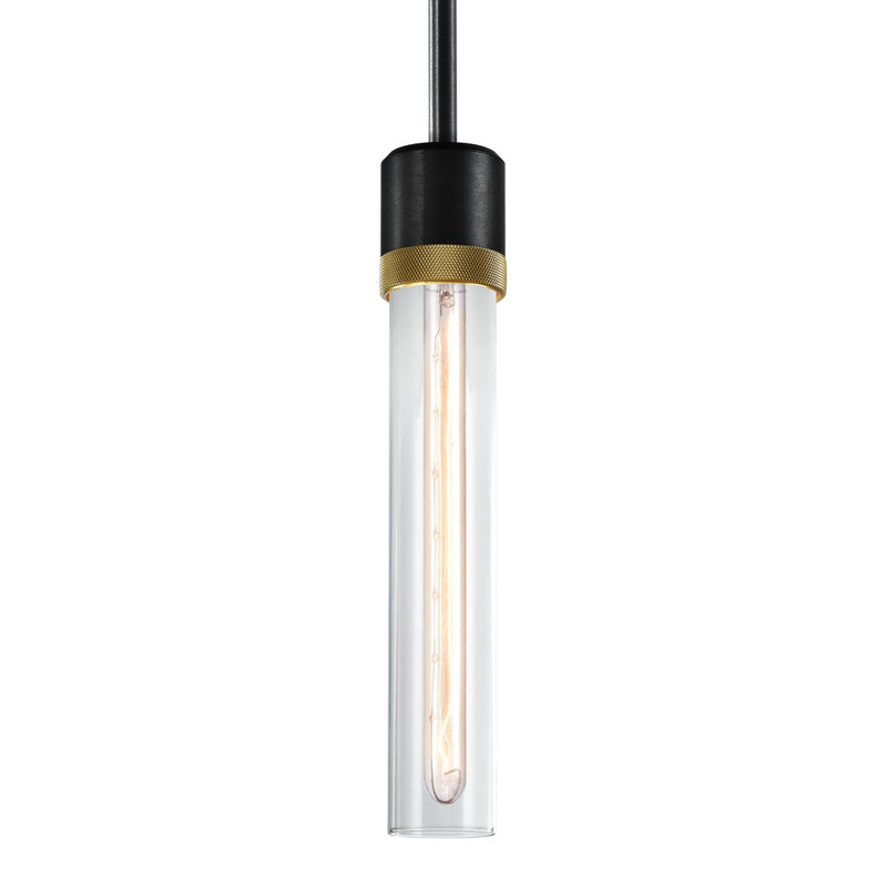 Zeev Lighting P11708-E26-SBB-K-AGB-G1 One Light Pendant, Satin Brushed Black