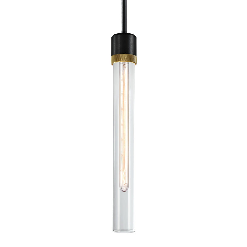 Zeev Lighting P11708-E26-SBB-K-AGB-G2 One Light Pendant, Satin Brushed Black