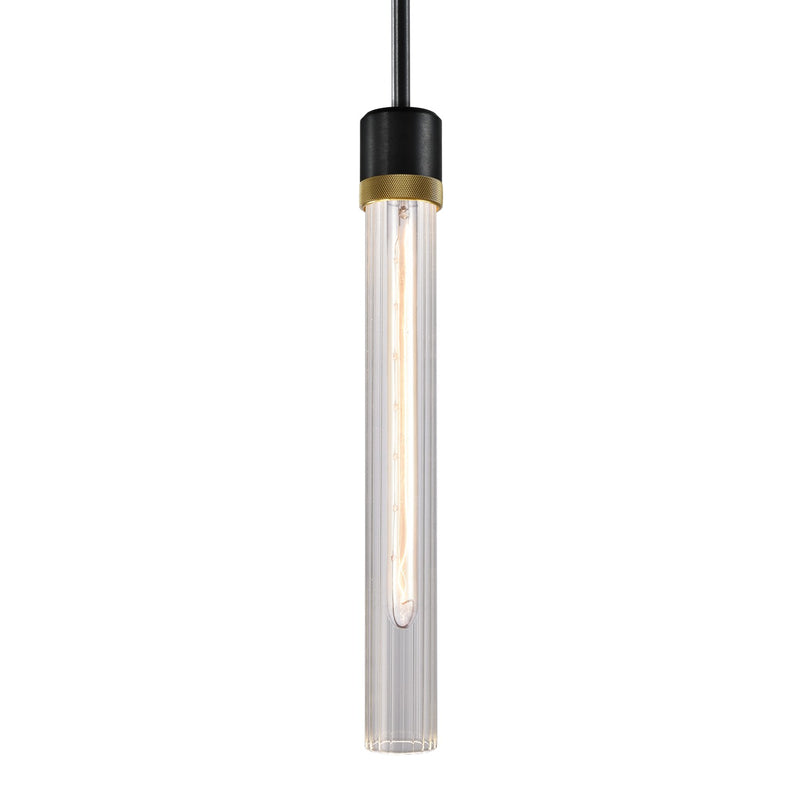 Zeev Lighting P11708-E26-SBB-K-AGB-G4 One Light Pendant, Satin Brushed Black