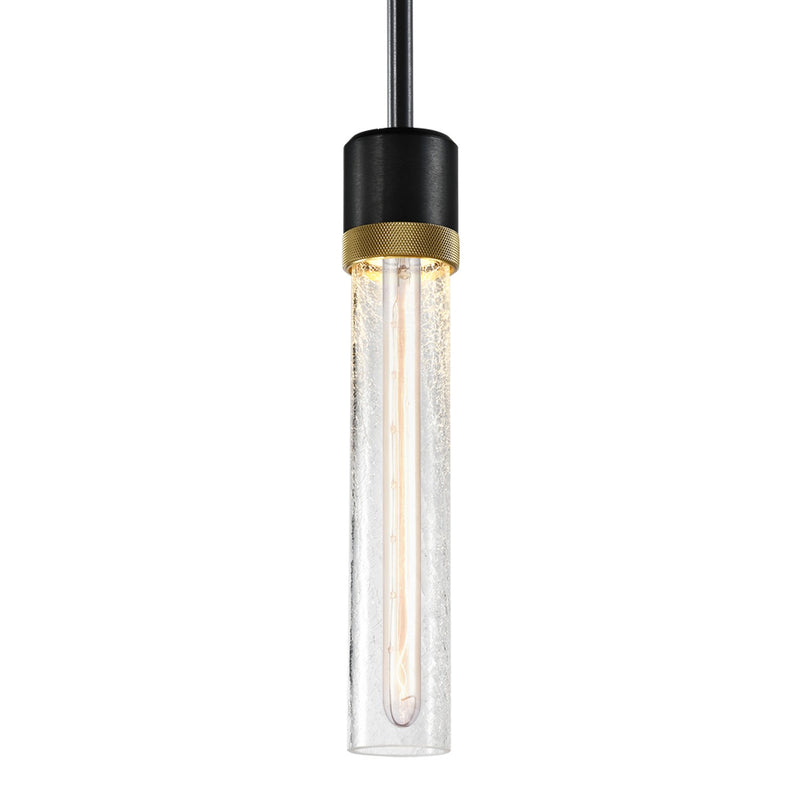 Zeev Lighting P11708-E26-SBB-K-AGB-G5 One Light Pendant, Satin Brushed Black