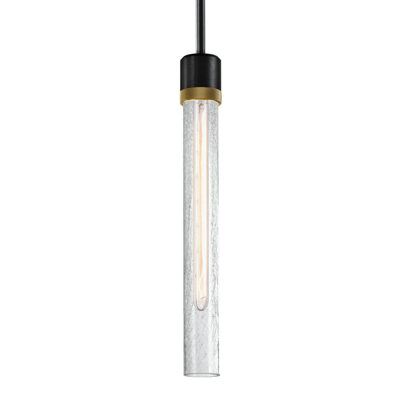 Zeev Lighting P11708-E26-SBB-K-AGB-G6 One Light Pendant, Satin Brushed Black