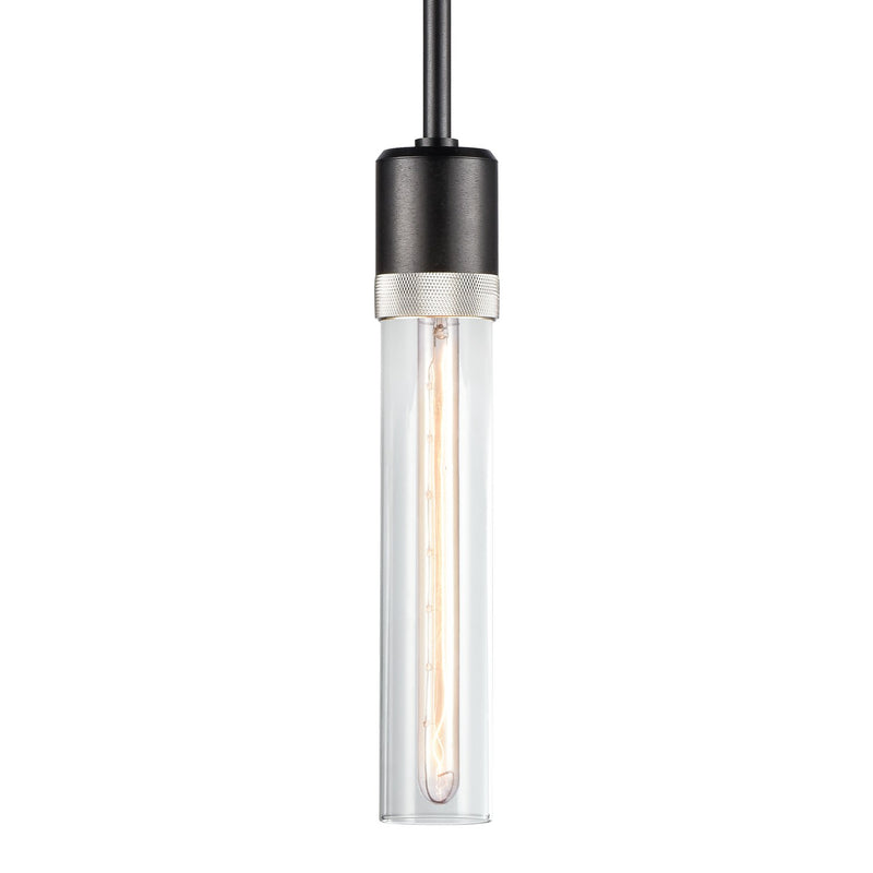 Zeev Lighting P11708-E26-SBB-K-PN-G1 One Light Pendant, Satin Brushed Black
