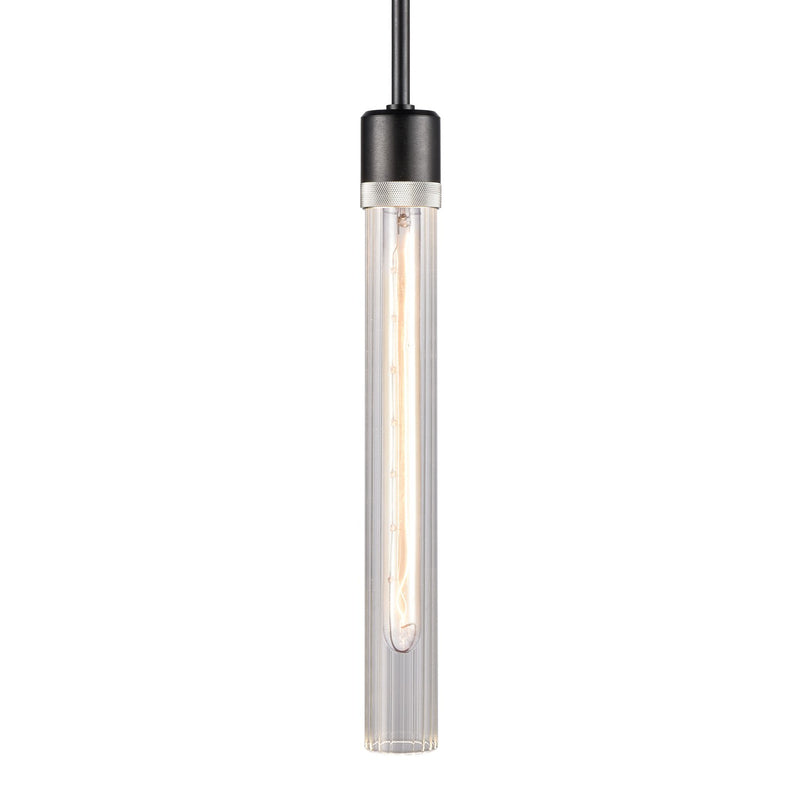 Zeev Lighting P11708-E26-SBB-K-PN-G4 One Light Pendant, Satin Brushed Black