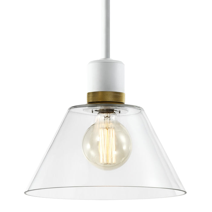 Zeev Lighting P11706-E26-MW-K-AGB-G13 One Light Pendant, Matte White