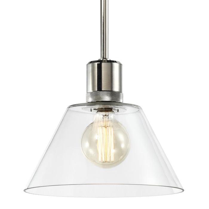 Zeev Lighting P11707-E26-PN-G13 One Light Pendant, Polished Nickel
