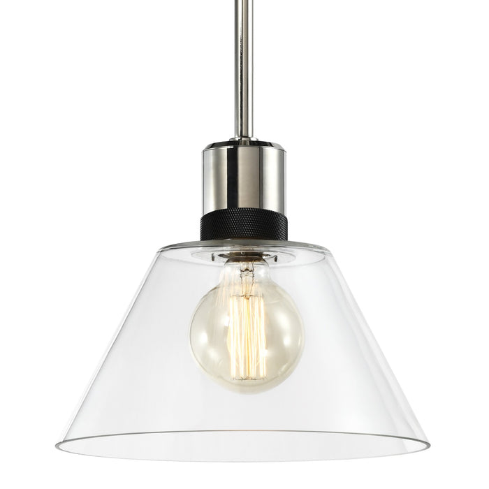 Zeev Lighting P11707-E26-PN-K-SBB-G13 One Light Pendant, Polished Nickel