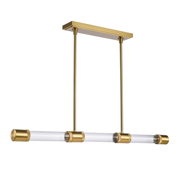 Zeev Lighting PL11725-LED-3-AGB-G3 LED Linear Pendant, Aged Brass