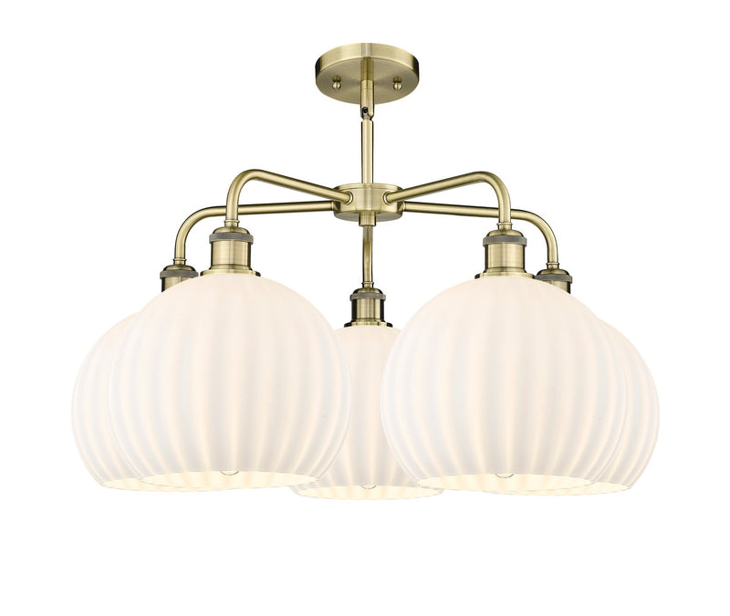 Innovations 516-5CR-AB-G1217-10WV LED Chandelier, Antique Brass